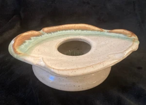 Vtg. Art Studio Pottery Ikebana Vase Multi Color Speckled w/Flower Frog - Picture 1 of 5