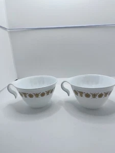 Corelle Corning Tea Coffee Cups Golden Butterfly Hook Handle Set Of 2 - Picture 1 of 6