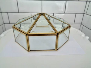Vintage Messing und abgeschrägtes Glas Lampenschirm 9,1x4,5ins Lichtloch 27mm gebraucht - Bild 1 von 21