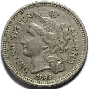 1866 Three Cent Nickel - Picture 1 of 2