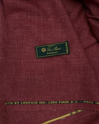 LORO PIANA SUMMERTIME Suiting Fabric Burgundy Red Wool Linen Silk 3.5 meter - Image 1 of 4