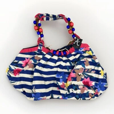 Bolso con asa a rayas y cuentas florales accesorios - Nuevo con etiquetas Foto 1 de 4