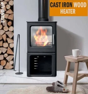 NEW 4.4KW Cast Iron Wood Pot Belly Heater Slow Combustion Heat Up To 8 Square - Picture 1 of 5