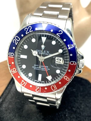 Rolex Men's Watch 1675 GMT Master Automatic Vintage 1968 Black Dial Pepsi Bezel - Image 1 of 4