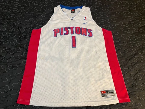 Vtg Stitched Nike CHAUNCEY BILLUPS #1 Detroit Pistons Jersey Mens 2XL READ Cover