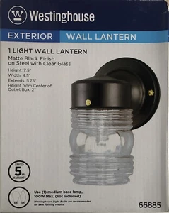 Westinghouse Matte Black Jelly Jar Fixture ~ #66885 ~Westinghouse Lighting Corp - Picture 1 of 4