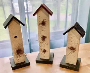 3 BELLE BIRDHOUSE SKINNY CON TETTI DI DIVERSI COLORI! RUSTICO PRIMITIVO! SCAFFALE - Foto 1 di 3