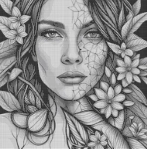 FLOWER GIRL - 14x14 Inches cross stitch chart Downloadable PDF - Picture 1 of 5