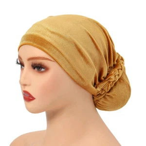 Velvet Women Hijab Hair Loss Caps Underscarf Muslim Turban Chemo Cancer Hats - Picture 1 of 31