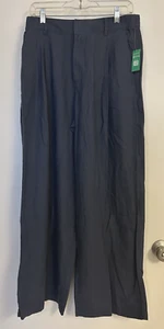 NWT Gap Women Easy Trousers Wide-Leg Linen Blend Deep Sailor Blue Pleat Pants 10 - Picture 1 of 4