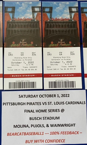 ST. LOUIS CARDINALS TICKET STUB: 10-1-22 VS. PITTSBURGH PIRATES (FINAL WEEKEND) Cover