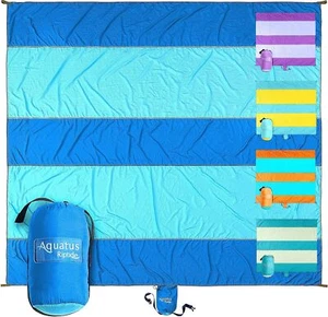 XXL Sandproof Quick-Dry Beach Blanket 10x9ft for 1-8 with Stakes & Bag - Picture 1 of 7