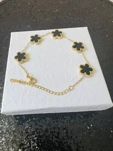 Armband Kleeblatt Blume 18K Vergoldet Titanstahl - Bild 1 von 1