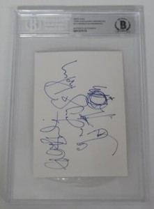 RADIOHEAD Signed Autograph Auto 4x6 Index Card Cut by All 5 Slab BAS JSA