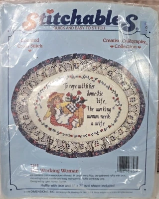 STITCHABLES Counted Cross Stitch Kit - THE WORKING WOMAN 5" x 7" Complete Sealed - Image 1 of 4