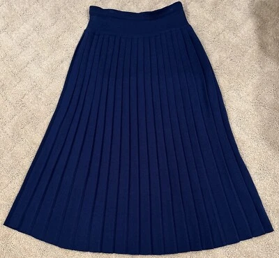 VTG Liz Claiborne Blue Lambswool/Acrylic Blend Pleated 33”Length Full Skirt Sz L - Image 1 of 4