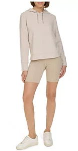 DKNY ClassicFit Long Sleeve Pullover Waffle Hoodie CREAM Woemen's Sz XXL NWT - Picture 1 of 5