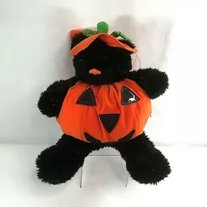Vintage Build A Bear Workshop Black Orange Tinsel Pumpkin Outfit Costume Plush - Picture 1 of 8