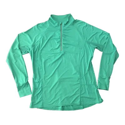 Tangerine Feminino XXL Azul-petróleo Manga Longa 1/4 Zíper Atlético Top Parte Inferior das Costas Zíper EXC - Imagem 1 de 4