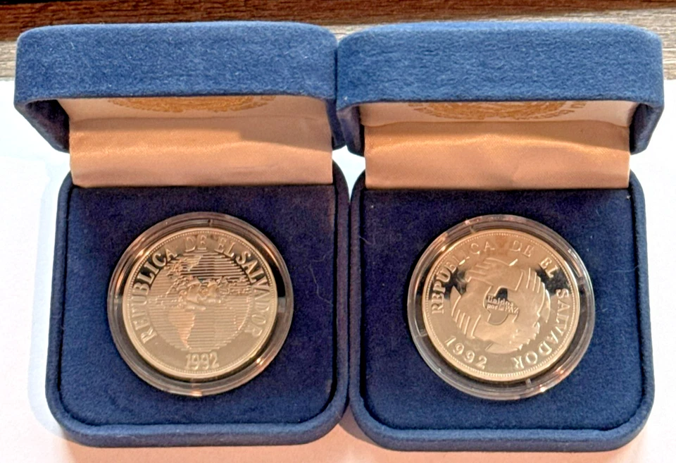 EL SALVADOR PAR PLATA 1992 EN CAJA ORIGINAL PEACE & AMERICA ́S DISCOVERY UNC Foto 1 de 4