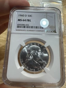 1960 D- PCGS MS64FBL FRANKLIN HALF DOLLAR #2085033, Lot #2, FREE SHIPPING - Picture 1 of 2