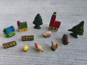 Vintage Miniatur Farm Village Set - Made in Occupied Japan - Original Box, Hand - Bild 1 von 9