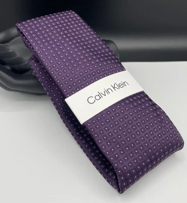 Corbata de mezcla de seda para hombre Calvin Klein ~ púrpura ~ geométrica ~ nueva precio de venta sugerido por el fabricante: 69,50 USD Foto 1 de 4