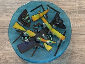 Hand Made Glass Decorative Plate blue 9" - Picture 1 of 7