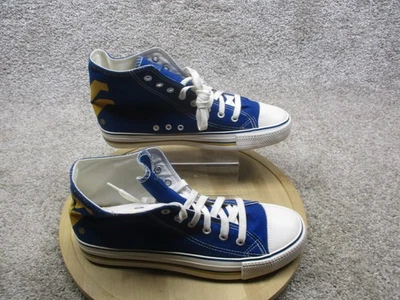 West Virginia Mountaineers Zapatos Para Hombres 10 Azul NCAA Baloncesto Parte Superior Alta Lona Foto 1 de 4