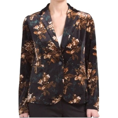 Cynthia Rowley NWT Black Velvet Floral Blazer Single Breasted Size S - Image 1 of 4