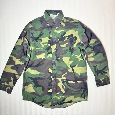 Camisa Camuflada Pelirroja De Colección Bosque Verde Abotonada EE. UU. Bolsillos de Caza Para Hombres 16 1/2 Foto 1 de 4