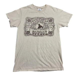 Delta Pro Weight Cowboy Grafik T-Shirt hellbraun Herren Small Western Country Rodeo - Bild 1 von 7