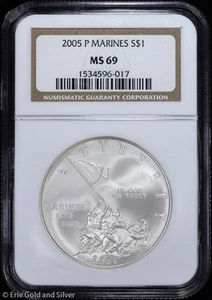 2005-P $1 Marine Corps Commem Silver Dollar NGC MS 69 | Uncirculated UNC BU - Picture 1 of 4