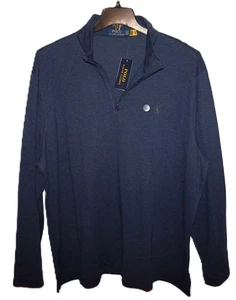 Polo Ralph Lauren Mens 1/4 Zip Pullover Sweater XXL Spring Navy Blue NWT - Picture 1 of 4