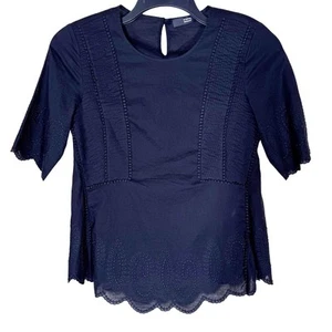 Steffen Schraut Biesen bestickt schwarz Baumwolle Top Damen klein schick bescheiden - Bild 1 von 12