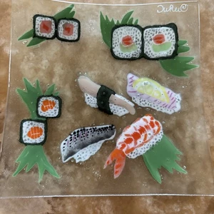 Duree Designs Glas Sushi Kunst Teller Servierplatte Tablett 8,5” x 8,5” Quadratisch - Bild 1 von 9