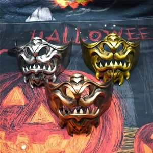 Dress Up Samurai Cosplay Mask Half Face Japanese Mask Toy Samurai Cosplay Mask; - Picture 1 of 14