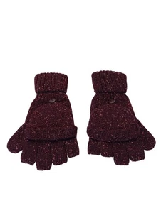 Mossimo Convertible Mittens Gloves Marled Knit Burgundy One Size Womens  - Picture 1 of 5