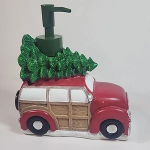 Zuhause Seifenlotion Pumpspender rot holzig LKW + Weihnachtsbaum unbenutzt - Bild 1 von 5