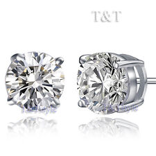 UNIQUE T&T 10mm Clear CZ Round Stud Earrings Silver NEW ER01A(10)