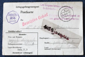 WW2 PRISONER CARD 1940/ STALAG IV A HOHNSTEIN BAMBECQUE 59 - Picture 1 of 1