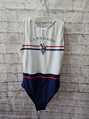 EE. UU. POLO ASSN. Traje de baño de una pieza con logotipo rojo/blanco/azul talla pequeña 3-5 Foto 1 de 4