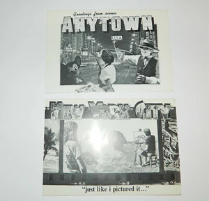 Lot of 2 Vintage POST CARDS Greetings Anytown USA New York City Black White P8 - Picture 1 of 5