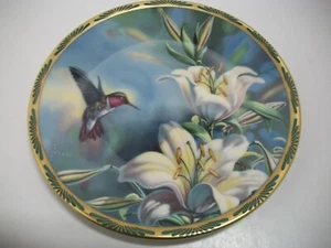 Piatto artistico / artista / nelson / 1989 / humming bird - gola di rubino / 6 1/2"" dia - Foto 1 di 3