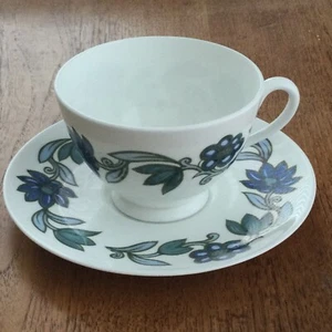 Wedgwood Susie Cooper Art Nouveau Blue tea cup cappuccino cup and saucer . 1960s - Picture 1 of 9