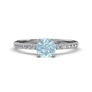 Round Gemstones & Diamond Solitaire Plus Rings 10K White Gold JP:310000 - Picture 1 of 21