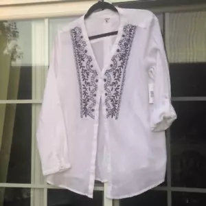 Indigo size L women’s white embroidered blouse - Picture 1 of 5