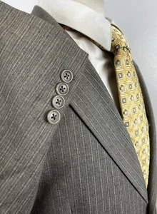Calvin Klein Men’s Light Gold Pencil Stripe Wool Suit Size 42 S Pants 36 X 28 - Picture 1 of 15