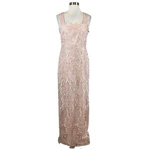 Adrianna Papell Women's Formal Dress Size 4 Pink Embroidered Sleeveless Gown