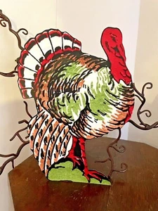 U Pick Vintage Inspired Tall Red Green Turkey Thanksgiving Cardstock Decoration - Picture 1 of 10